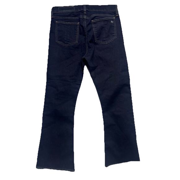 Rag & Bone 10 in. Dark Wash Crop Flare Raw Hem Jeans Sz 26 - Picture 2 of 5